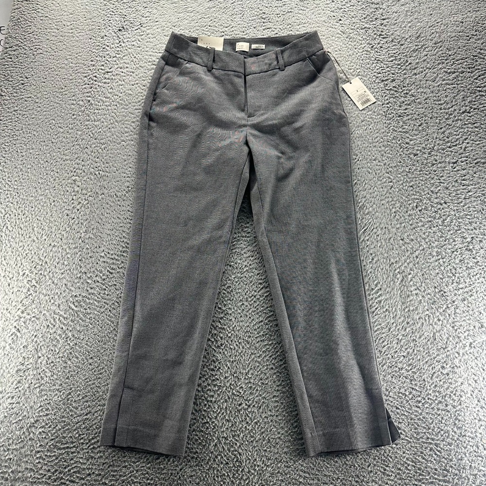 A New Day Pant Womens 6 Gray Cotton Dress Ankle Straight Formal Business Stretch